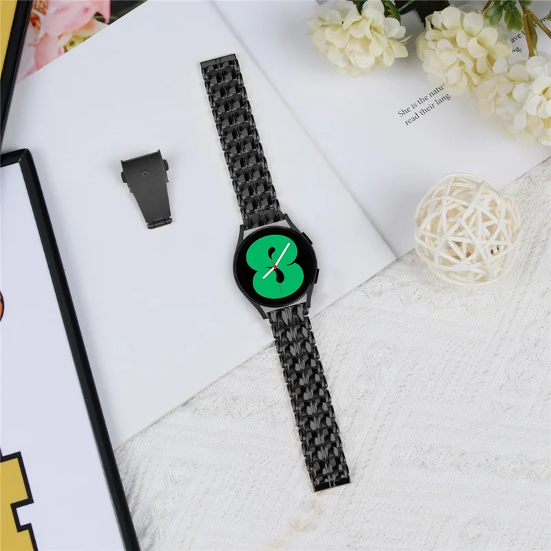 For Garmin Vivomove3 / GarminMove 3 20mm Grid Texture Stainless Steel Watch Band Replacement - Black