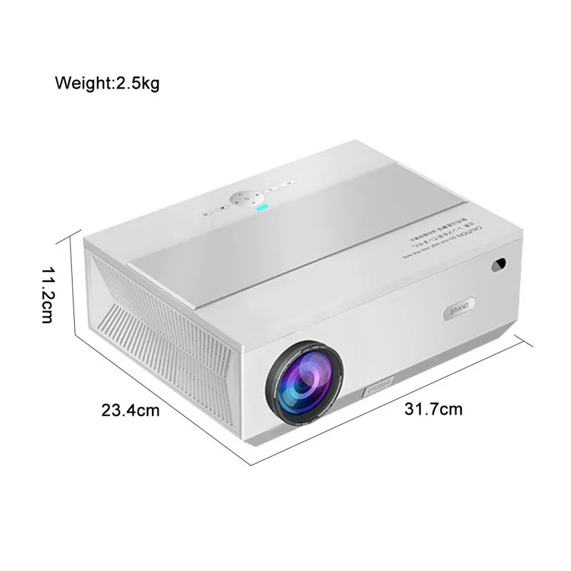 E600S LED Projector Home Theater Full HD 1080P Projector Built-In Hi-Fi Speaker (Sync Screen Edition) - US Plug