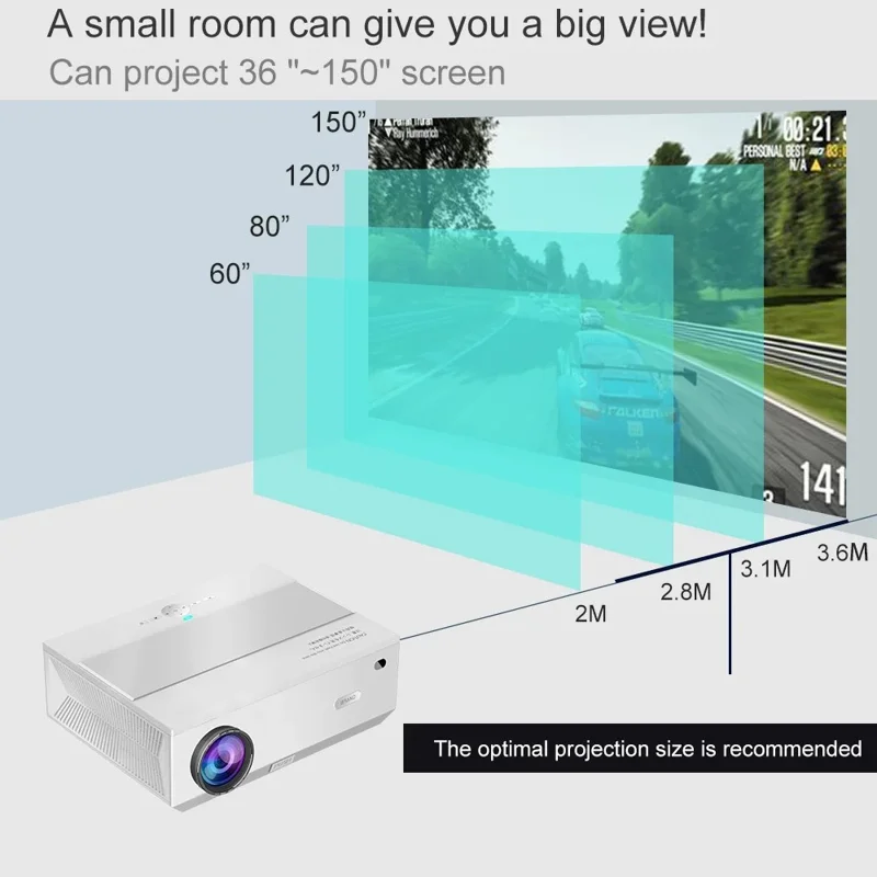 E600S LED Projector Home Theater Full HD 1080P Projector Built-In Hi-Fi Speaker (Sync Screen Edition) - US Plug