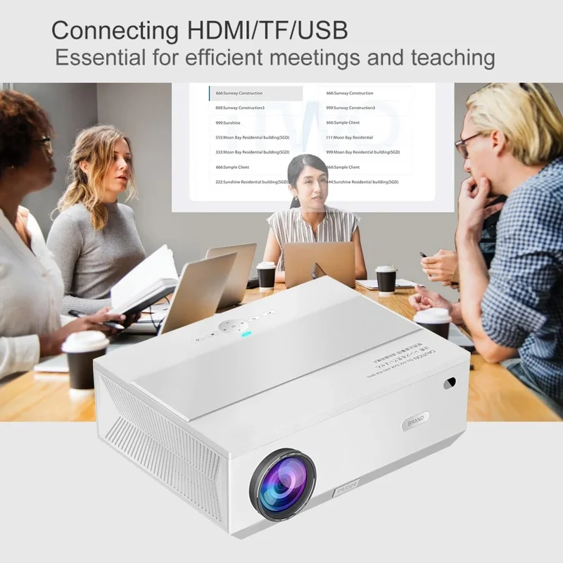 E600S LED Projector Home Theater Full HD 1080P Projector Built-In Hi-Fi Speaker (Sync Screen Edition) - US Plug