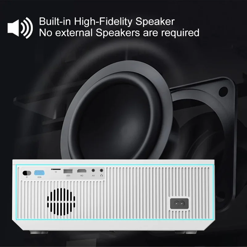 E600S LED Projector Home Theater Full HD 1080P Projector Built-In Hi-Fi Speaker (Sync Screen Edition) - US Plug