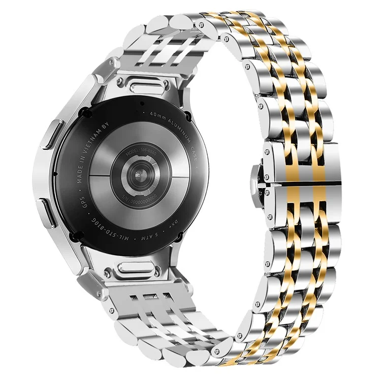 Pour Samsung Galaxy Watch 5 / 5 Pro / Watch FE 40mm / Watch4 / Watch4 Classic 46mm Bracelet de montre en acier inoxydable avec connecteur - Argent / Or