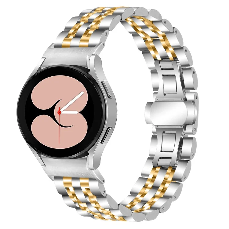Pour Samsung Galaxy Watch 5 / 5 Pro / Watch FE 40mm / Watch4 / Watch4 Classic 46mm Bracelet de montre en acier inoxydable avec connecteur - Argent / Or