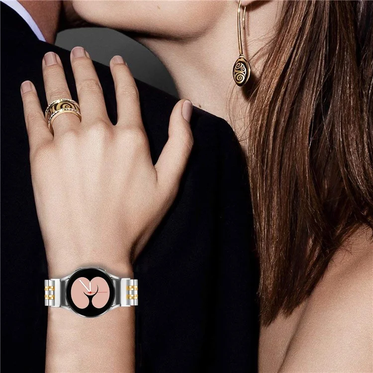 Pour Samsung Galaxy Watch 5 / 5 Pro / Watch FE 40mm / Watch4 / Watch4 Classic 46mm Bracelet de montre en acier inoxydable avec connecteur - Argent / Or
