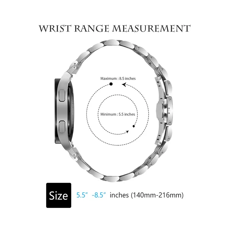 Pour Samsung Galaxy Watch 5 / 5 Pro / Watch FE 40mm / Watch4 / Watch4 Classic 46mm Bracelet de montre en acier inoxydable avec connecteur - Argent / Or