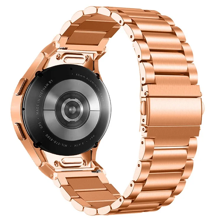 For Samsung Galaxy Watch 5 / 5 Pro / Watch FE 40mm / Watch4 / Watch4 Classic 46mm Stainless Steel Strap Quick Release Connector Watch Band - Rose Gold