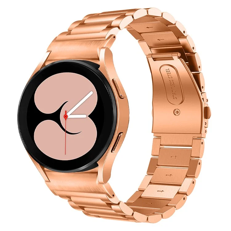 For Samsung Galaxy Watch 5 / 5 Pro / Watch FE 40mm / Watch4 / Watch4 Classic 46mm Stainless Steel Strap Quick Release Connector Watch Band - Rose Gold