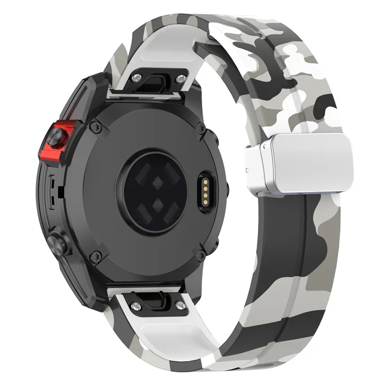 Pour Garmin Fenix 7S / 6S Pro / 5S Plus / Instinct 2S Camouflage Watch Bands Silver Buckle 20mm Sports Strap - Camo White