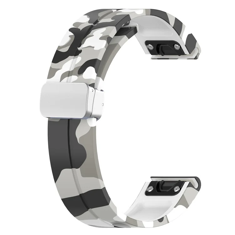 Pour Garmin Fenix 7S / 6S Pro / 5S Plus / Instinct 2S Camouflage Watch Bands Silver Buckle 20mm Sports Strap - Camo White
