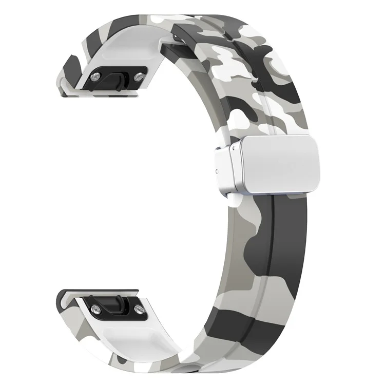 Pour Garmin Fenix 7S / 6S Pro / 5S Plus / Instinct 2S Camouflage Watch Bands Silver Buckle 20mm Sports Strap - Camo White
