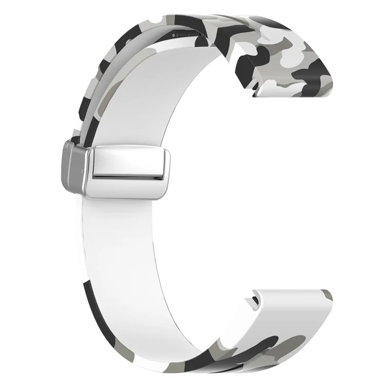 Pour Garmin Fenix 7S / 6S Pro / 5S Plus / Instinct 2S Camouflage Watch Bands Silver Buckle 20mm Sports Strap - Camo White
