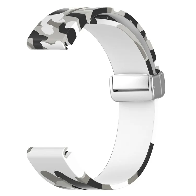 Pour Garmin Fenix 7S / 6S Pro / 5S Plus / Instinct 2S Camouflage Watch Bands Silver Buckle 20mm Sports Strap - Camo White