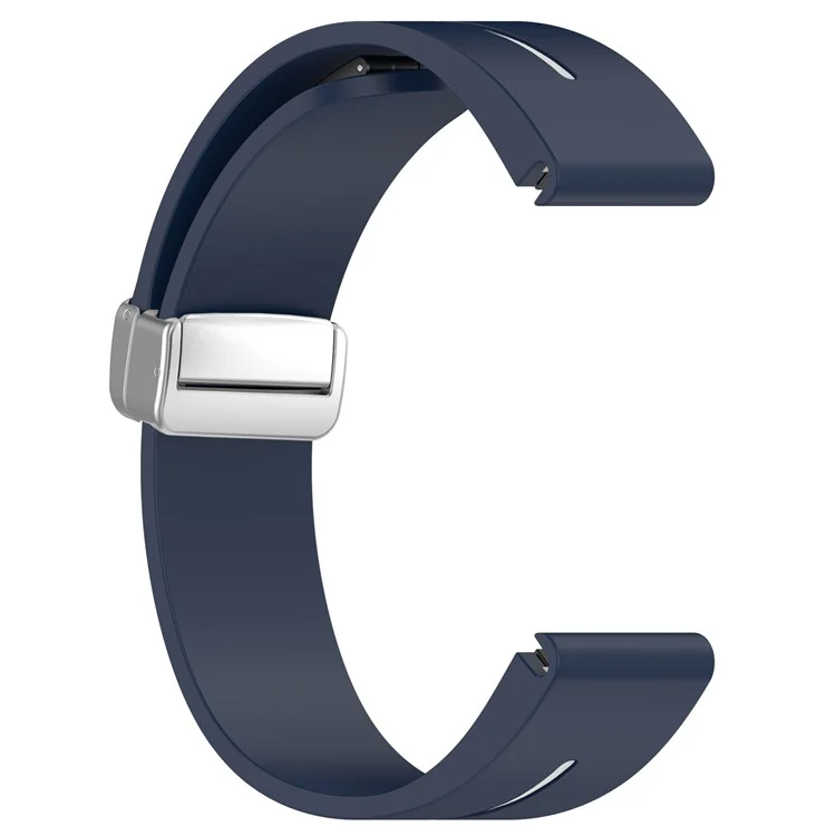 Para Garmin Fenix 7S / 6S Pro / 5S Plus / Instinct 2S Pulseiras de Relógio de Silicone com Fivela de Prata 20mm Listras Bicolores - Azul Meia-Noite+Branco
