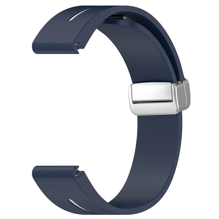 Para Garmin Fenix 7S / 6S Pro / 5S Plus / Instinct 2S Pulseiras de Relógio de Silicone com Fivela de Prata 20mm Listras Bicolores - Azul Meia-Noite+Branco