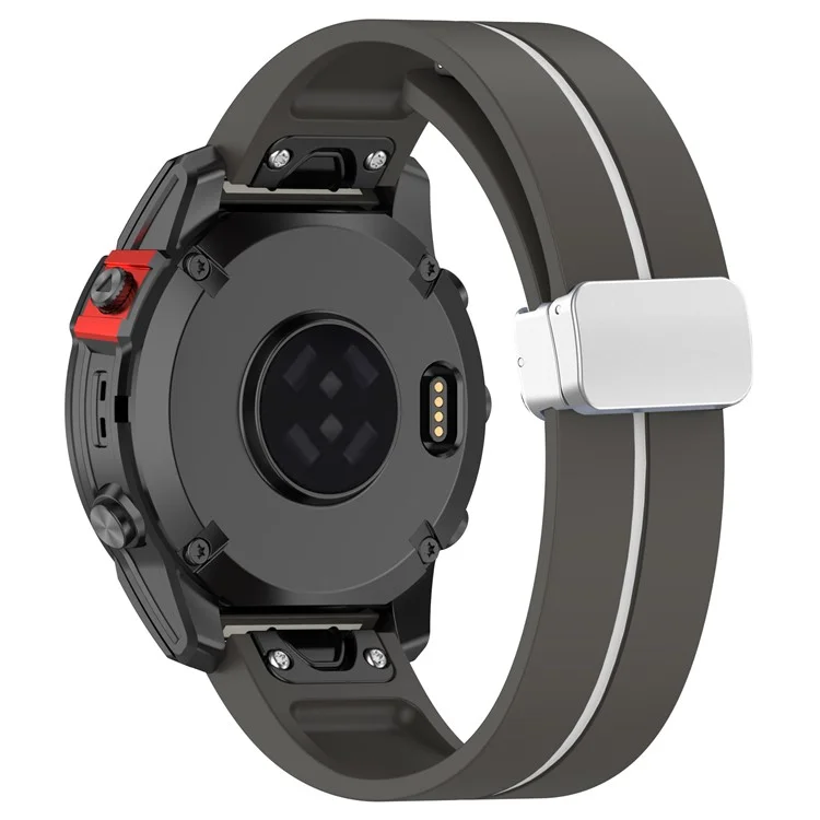 Para Garmin Fenix 7 / Forerunner 965 / 955 / 945 / 935 Watch Band Dual Color 22mm Strap with Silver Buckle - Grey+White