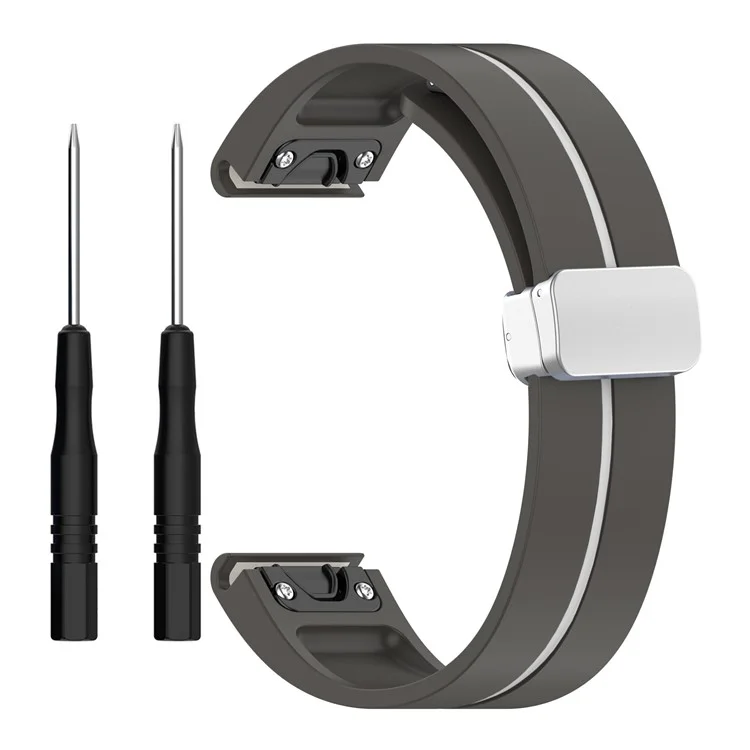 Para Garmin Fenix 7 / Forerunner 965 / 955 / 945 / 935 Watch Band Dual Color 22mm Strap with Silver Buckle - Grey+White