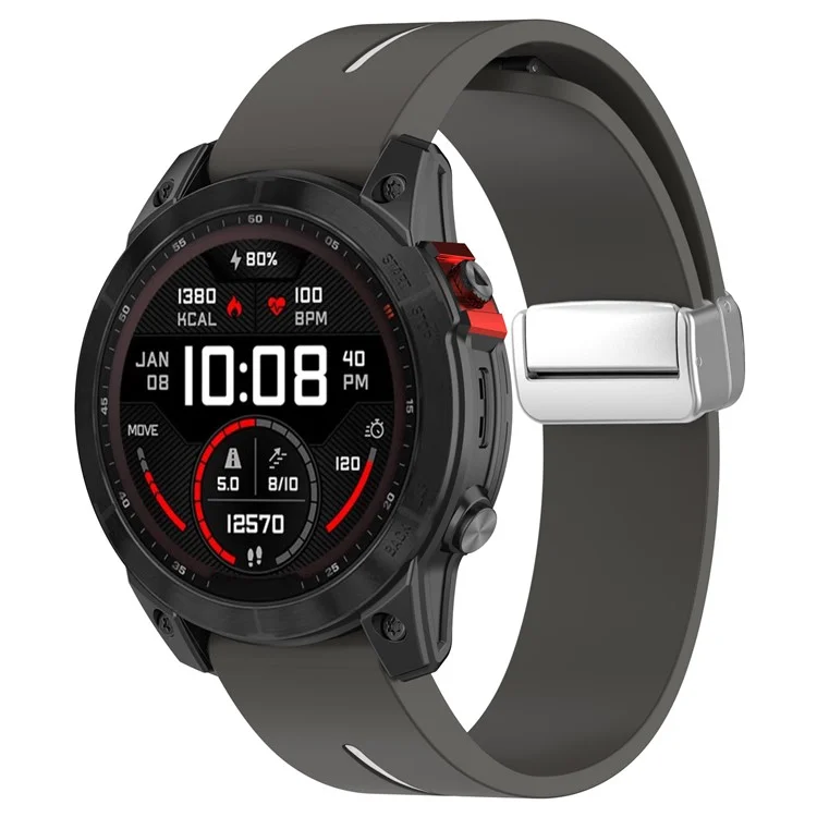 Para Garmin Fenix 7 / Forerunner 965 / 955 / 945 / 935 Watch Band Dual Color 22mm Strap with Silver Buckle - Grey+White