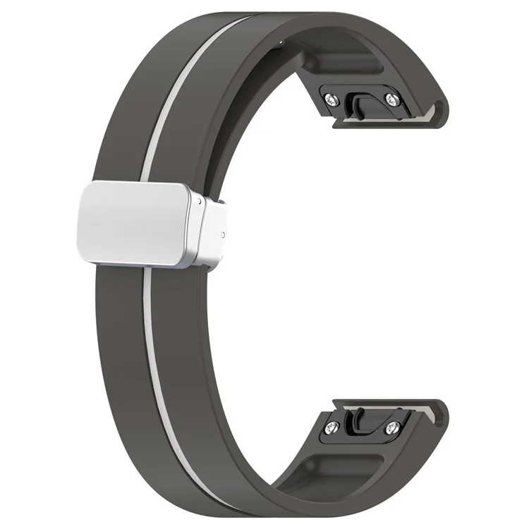 Para Garmin Fenix 7 / Forerunner 965 / 955 / 945 / 935 Watch Band Dual Color 22mm Strap with Silver Buckle - Grey+White