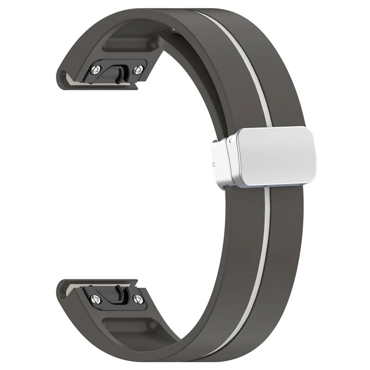 Para Garmin Fenix 7 / Forerunner 965 / 955 / 945 / 935 Watch Band Dual Color 22mm Strap with Silver Buckle - Grey+White