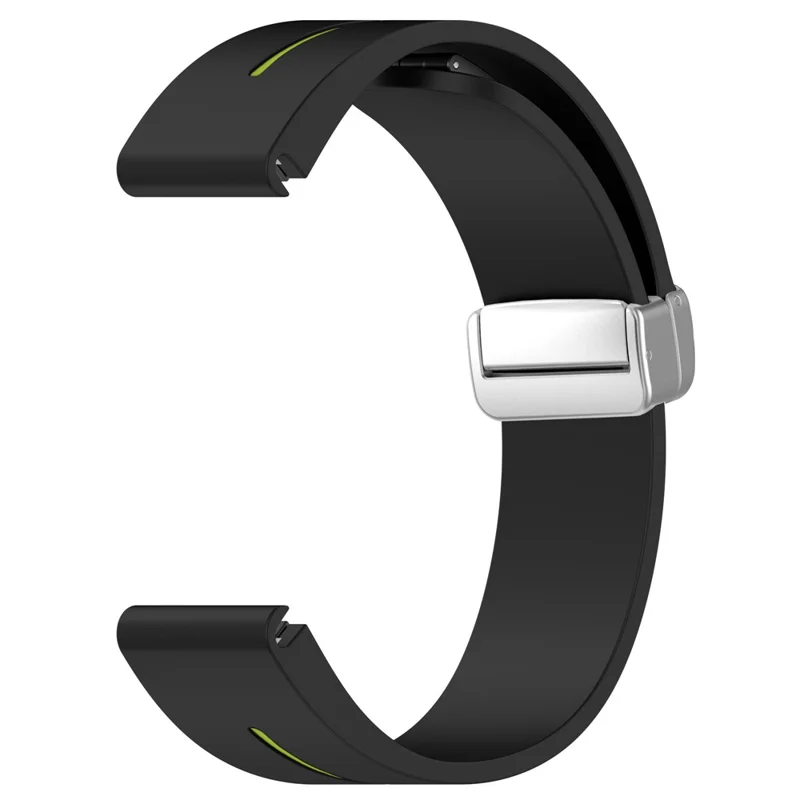 For Garmin Fenix 7 / Forerunner 965 / 955 / 945 / 935 Watch Band Dual Color 22mm Strap with Silver Buckle - Black+Lime
