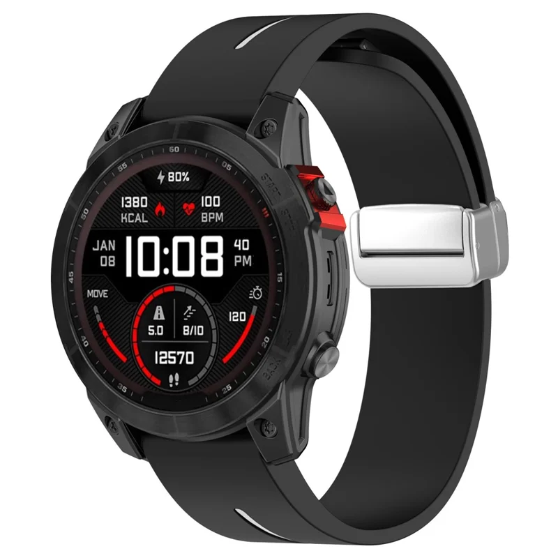For Garmin Fenix 7 / Forerunner 965 / 955 / 945 / 935 Watch Band Dual Color 22mm Strap with Silver Buckle - Black+White