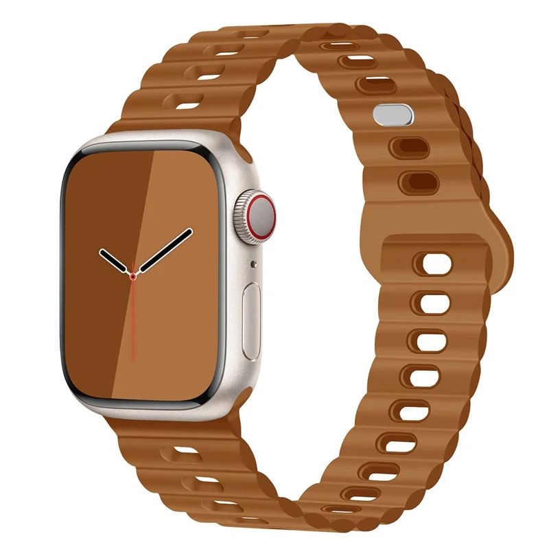Pour Apple Watch Series 10 46mm / Ultra 2 Ultra 49mm / Series 9 8 7 45mm / 6 5 4 SE (2023) SE (2022) SE 44mm / 3 2 1 42mm Bracelet de montre en silicone - Marron