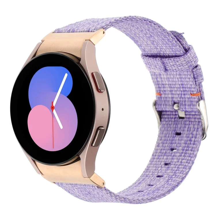For Samsung Galaxy Watch FE 40mm / Watch6 / Watch6 Classic / Watch 5 / Watch 5 Pro Watch Band Adjustable Nylon Wrist Strap - Light Purple
