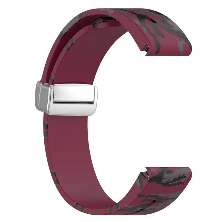 Für Garmin Tactix 7 Pro / Fenix 7X / 6X / 6X Pro / 5X Plus Silikon-Uhrenarmband 26mm Silberschnalle Armband - Camouflage Weinrot