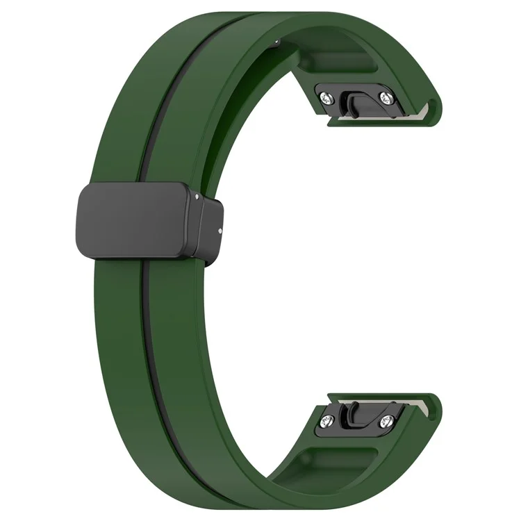 Pour Garmin Tactix 7 Pro / Fenix 7X / 6X / 6X Pro / 5X Plus 26mm Bracelet de montre Boucle noire Sangle bicolore en silicone - Vert armée + Noir