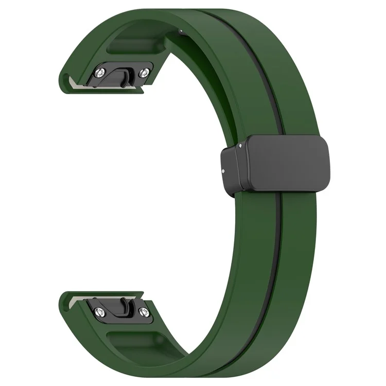 Pour Garmin Tactix 7 Pro / Fenix 7X / 6X / 6X Pro / 5X Plus 26mm Bracelet de montre Boucle noire Sangle bicolore en silicone - Vert armée + Noir