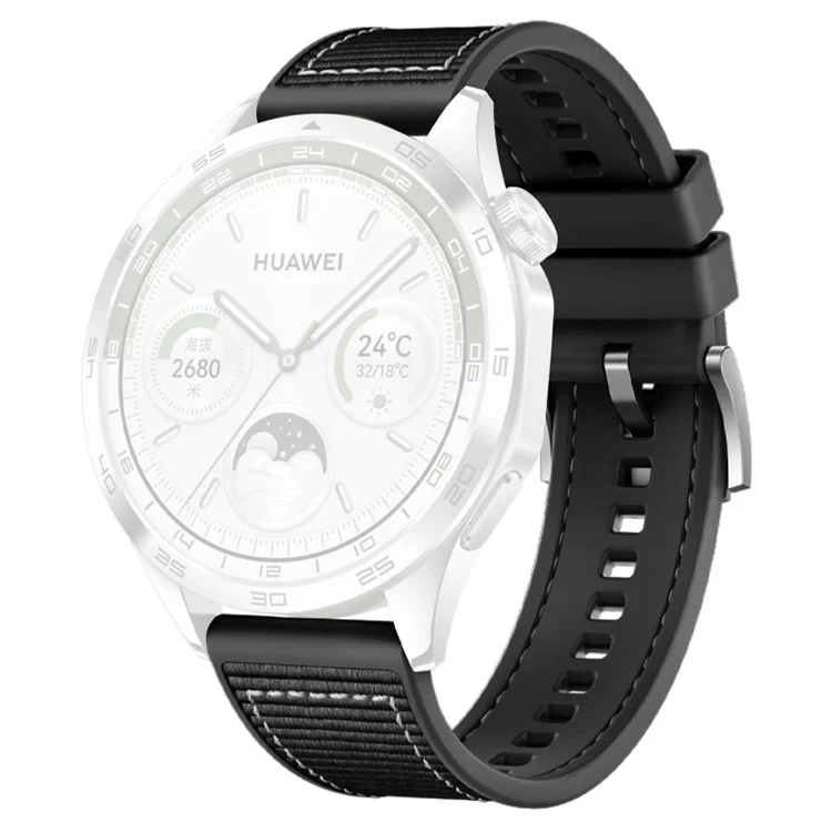 Para Huawei Watch GT 4 / GT 3 / gt 2 46 mm Reloj Correa de 22 mm Reemplazo de Correa de Silicona Con Recubrimiento de Nylon - Negro