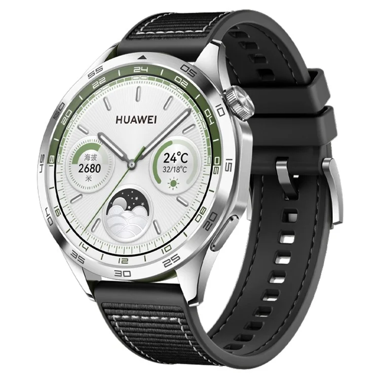 Para Huawei Watch GT 4 / GT 3 / gt 2 46 mm Reloj Correa de 22 mm Reemplazo de Correa de Silicona Con Recubrimiento de Nylon - Negro