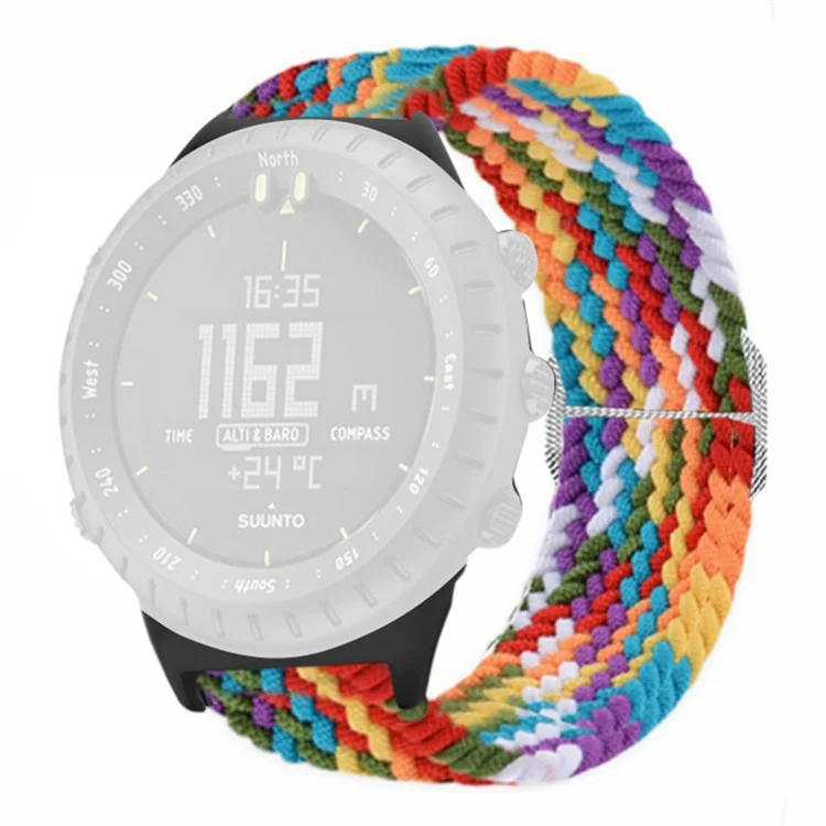 For Suunto Core Watch Band Stretchy 22mm Soft Nylon Elastic Braided Strap - Rainbow
