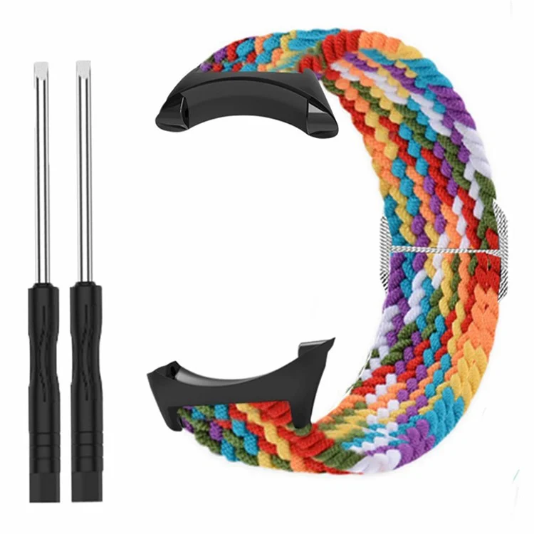 For Suunto Core Watch Band Stretchy 22mm Soft Nylon Elastic Braided Strap - Rainbow