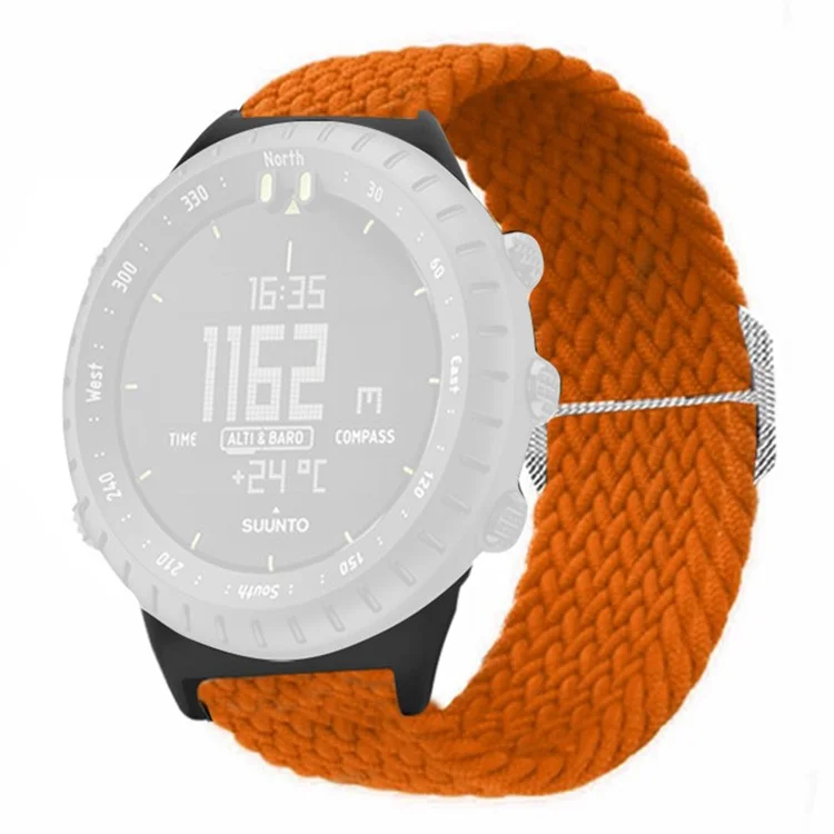 For Suunto Core Watch Band Stretchy 22mm Soft Nylon Elastic Braided Strap - Orange