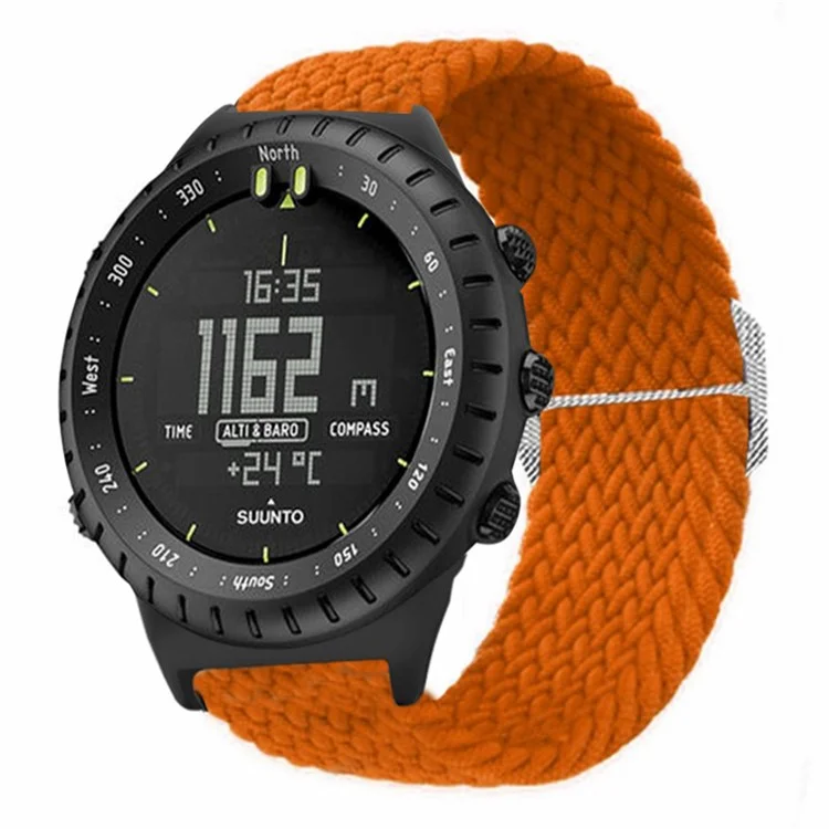For Suunto Core Watch Band Stretchy 22mm Soft Nylon Elastic Braided Strap - Orange