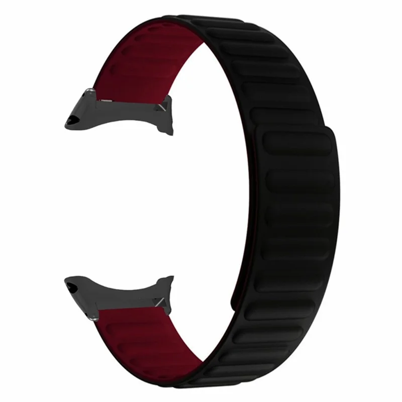 For Suunto Core Magnetic Watch Band 22mm Skin-Friendly Silicone Strap - Black+Wine Red