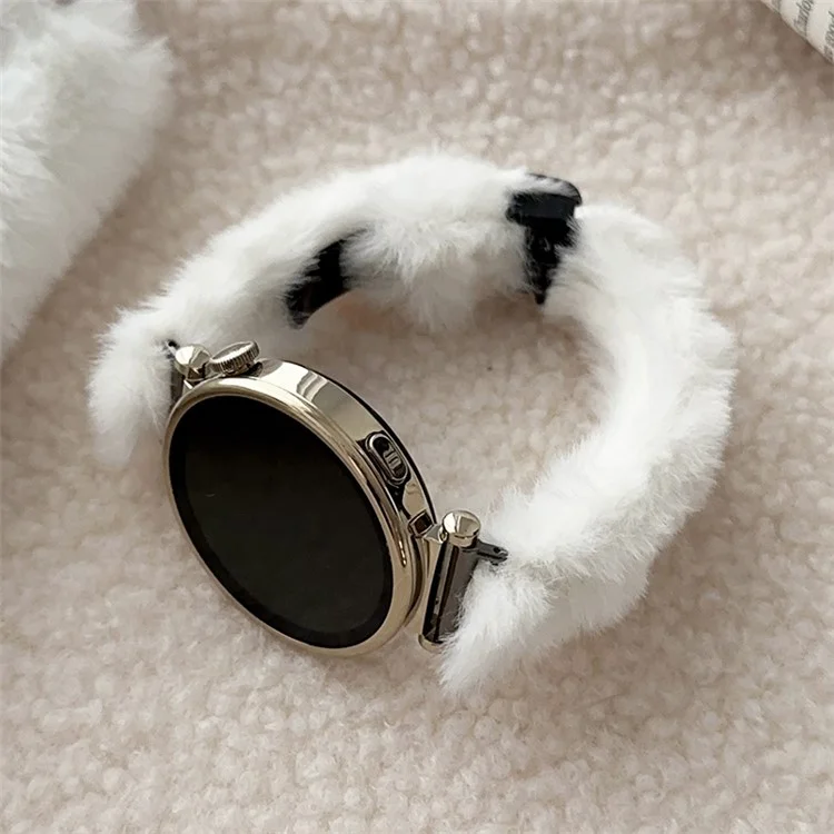 22mm Smart Watch Winter Plush Replacement Strap Magnetic Buckle Wrist Band - White