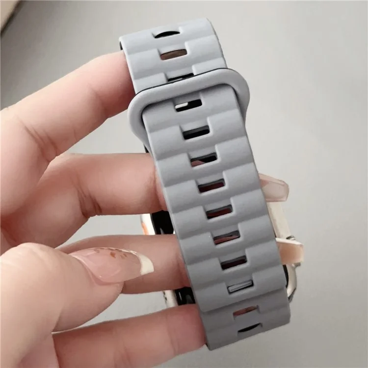 For Apple Watch Series 10 46mm / Ultra 2 Ultra 49mm /  Series 9 8 7 45mm / 6 5 4 SE (2023) SE (2022) SE 44mm / 3 2 1 42mm Bands Magnetic Watch Strap - Purple+Orange