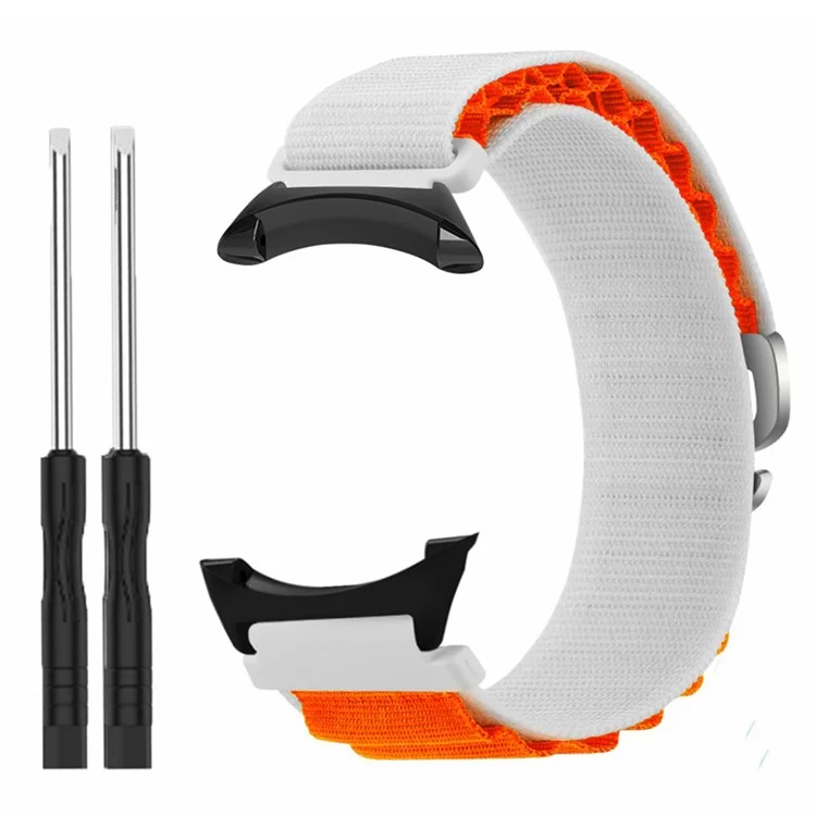 For Suunto Core Watch Band 22mm Nylon Loop Adjustable Wrist Strap with Connector - White+Orange
