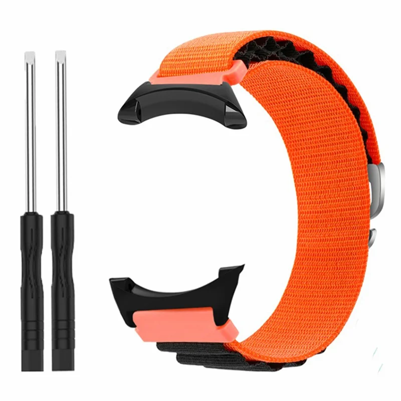 For Suunto Core Watch Band 22mm Nylon Loop Adjustable Wrist Strap with Connector - Orange+Black