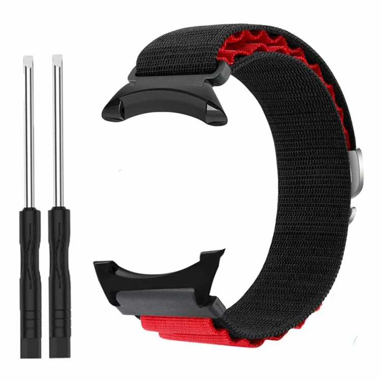 For Suunto Core Watch Band 22mm Nylon Loop Adjustable Wrist Strap with Connector - Black+Red