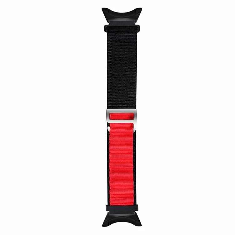 For Suunto Core Watch Band 22mm Nylon Loop Adjustable Wrist Strap with Connector - Black+Red