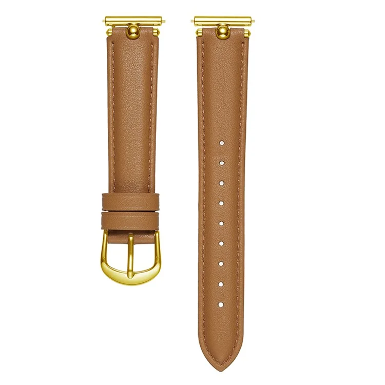 Cinturino per orologio smart universale da 20 mm in vera pelle bovina - Khaki+Fibbia dorata