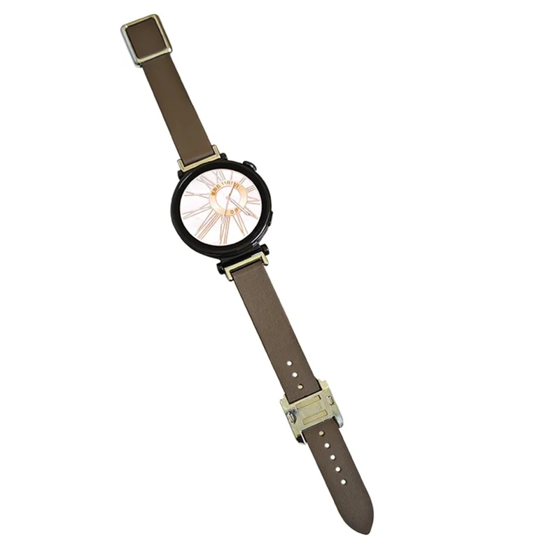 18mm Universal Smart Watch Band Leather Strap Replacement with Square Buckle -  Taupe