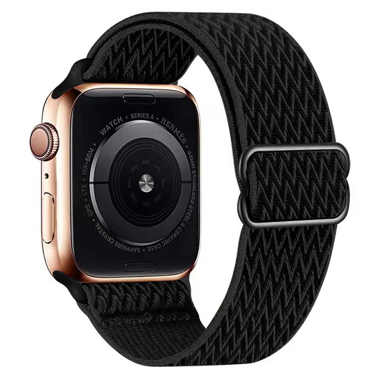 Correa de reloj para Apple Watch Series 10 42mm / 9 8 7 41mm / SE (2023) SE (2022) SE 6 5 4 40mm / 3 2 1 38mm Diseño de olas Banda de muñeca de nailon - Negro