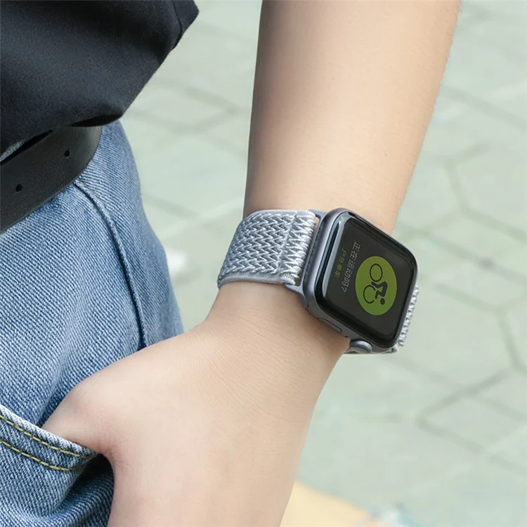 Correa de reloj para Apple Watch Series 10 42mm / 9 8 7 41mm / SE (2023) SE (2022) SE 6 5 4 40mm / 3 2 1 38mm Diseño de olas Banda de muñeca de nailon - Negro