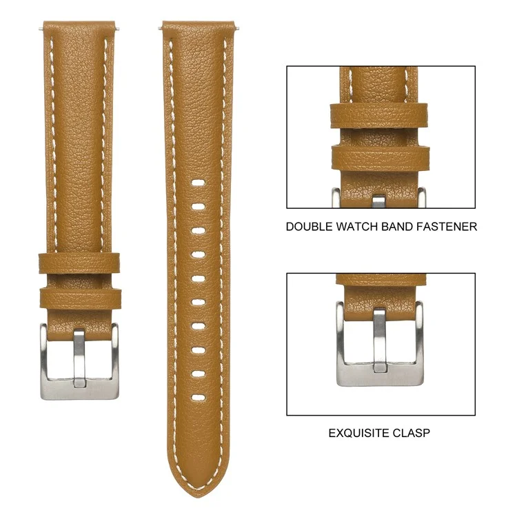 Bracelet de montre de 18 mm pour Huawei Watch GT 4 41 mm / Garmin Venu 3S en cuir de vache véritable - Gris foncé