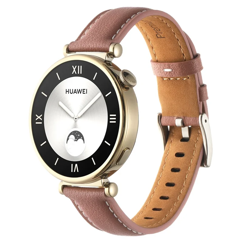 Pulseira de relógio de 18mm para Huawei Watch GT 4 41mm / Garmin Venu 3S - Couro de vaca genuíno - Rosa