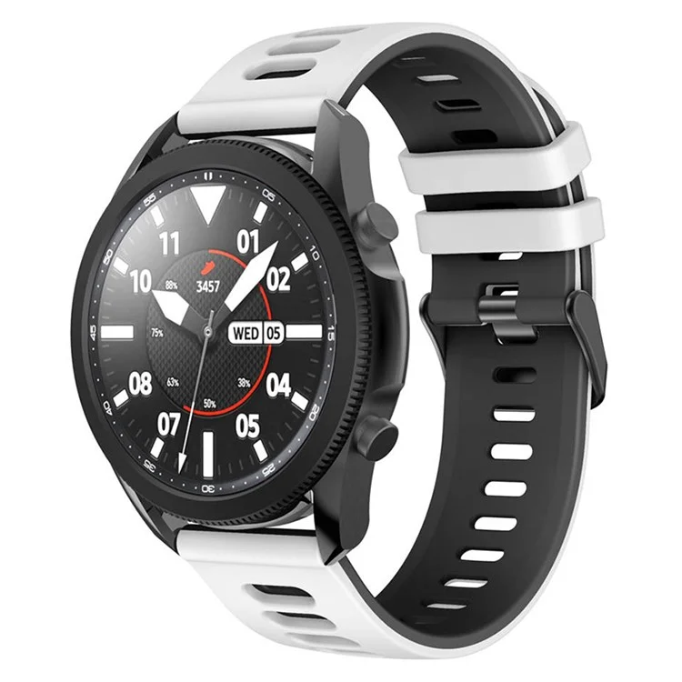 Per Samsung Galaxy Watch6 Classic 47mm 43mm / GarminActive 5 Cinturino in Silicone Dual Color 20mm - Bianco+Nero